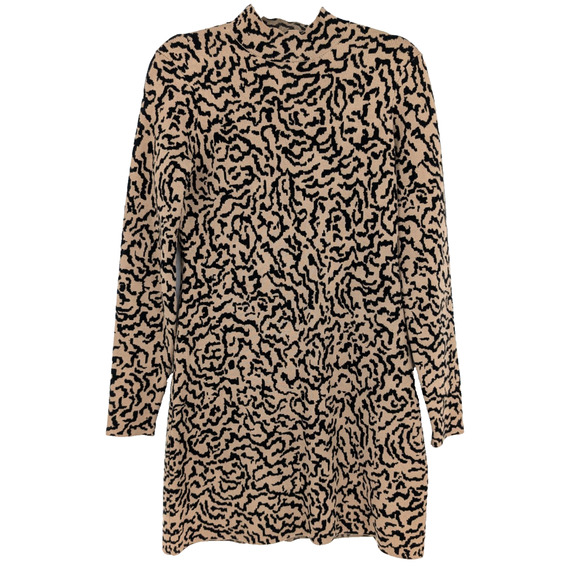 Frame Mock Neck Jacquard Animal‎ Print Mini Sweater Dress Maximalist Mobwife Med - Picture 3 of 13